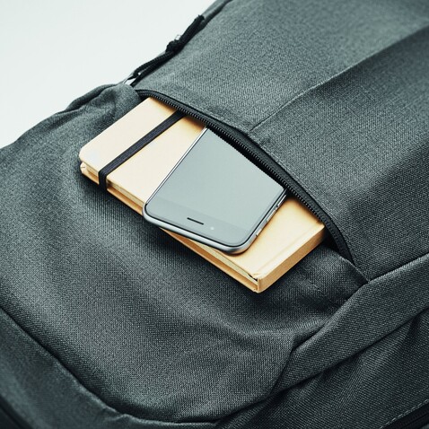 Rucksack 600D RPET - Schwarz bedrucken, Art.-Nr. MO6515-03