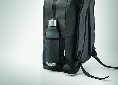 Rucksack 600D RPET - Schwarz bedrucken, Art.-Nr. MO6515-03