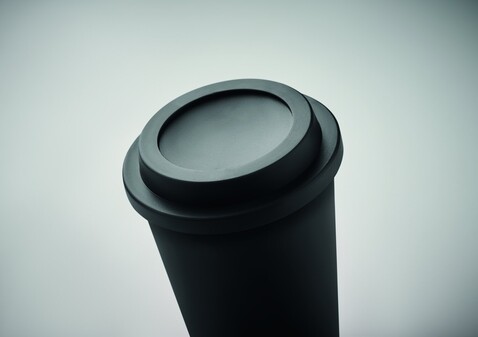 Doppelwandiger Becher PP 300ml - Schwarz bedrucken, Art.-Nr. MO6583-03