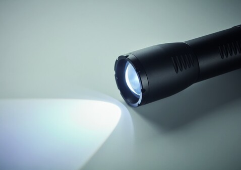 Kleine LED-Taschenlampe Alu - Schwarz bedrucken, Art.-Nr. MO6591-03 Kleine LED-Taschenlampe Alu - Schwarz bedrucken, Art.-Nr. MO6591-03