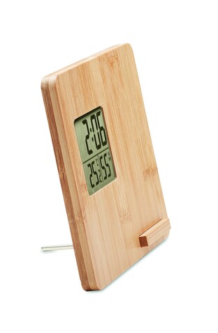 Tischuhr mit Ladestation - Holz bedrucken, Art.-Nr. MO6665-40