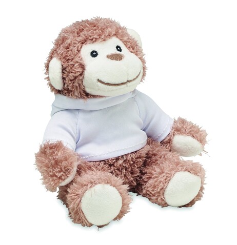 Plüsch-Affe mit Hoody - Weiß bedrucken, Art.-Nr. MO6737-06