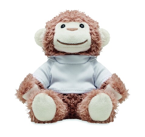 Plüsch-Affe mit Hoody - Weiß bedrucken, Art.-Nr. MO6737-06