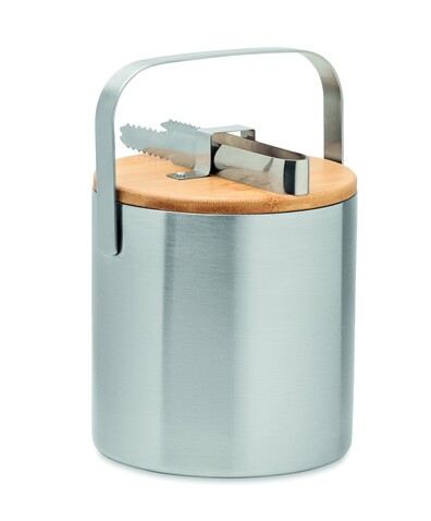 Doppelwandiger Eiskübel 1,2L - Mattsilber bedrucken, Art.-Nr. MO6741-16