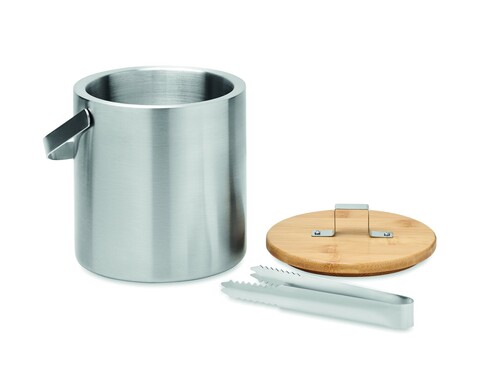 Doppelwandiger Eiskübel 1,2L - Mattsilber bedrucken, Art.-Nr. MO6741-16