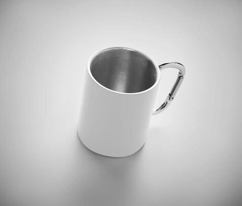 Trinkbecher mit Karabiner - Weiß bedrucken, Art.-Nr. MO6873-06 Trinkbecher mit Karabiner - Weiß bedrucken, Art.-Nr. MO6873-06