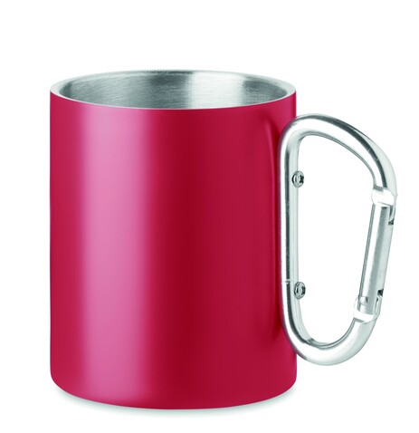 Trinkbecher mit Karabiner - Rot bedrucken, Art.-Nr. MO6873-05