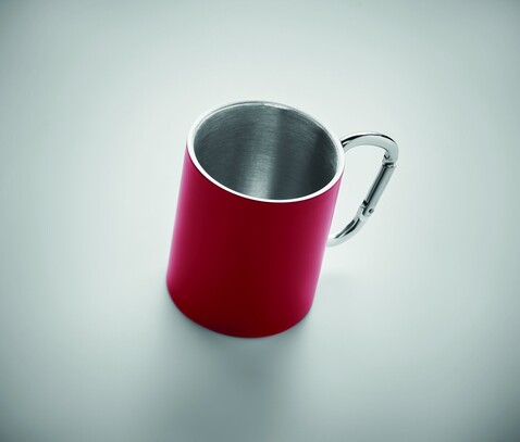 Trinkbecher mit Karabiner - Rot bedrucken, Art.-Nr. MO6873-05