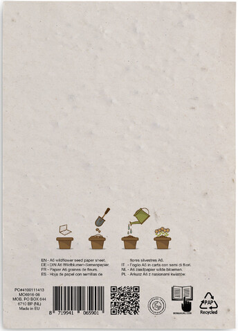 DIN A6 Wildblumen-Samenpapier - Weiß bedrucken, Art.-Nr. MO6916-06 DIN A6 Wildblumen-Samenpapier - Weiß bedrucken, Art.-Nr. MO6916-06