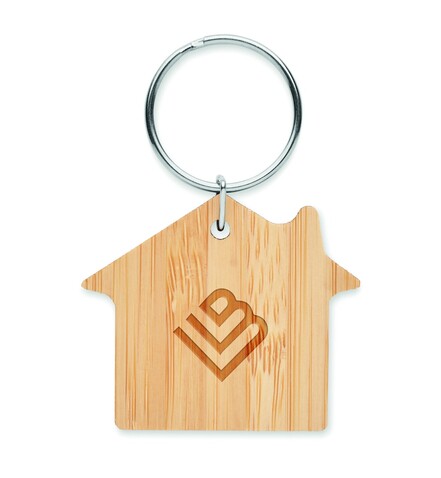 Schlüsselring Bambus, Haus - Holz bedrucken, Art.-Nr. MO6979-40