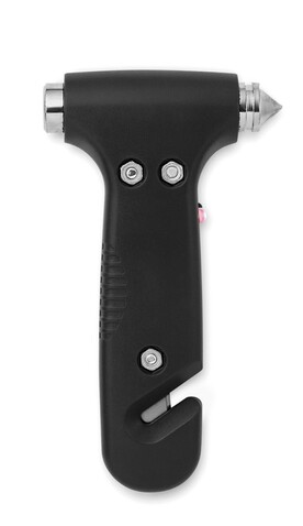 3 in 1 Notfall-Hammer - Schwarz bedrucken, Art.-Nr. MO8470-03