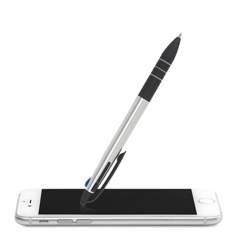 3-Farb-Kugelschreiber/Stylus - Silber bedrucken, Art.-Nr. MO8812-14 3-Farb-Kugelschreiber/Stylus - Silber bedrucken, Art.-Nr. MO8812-14