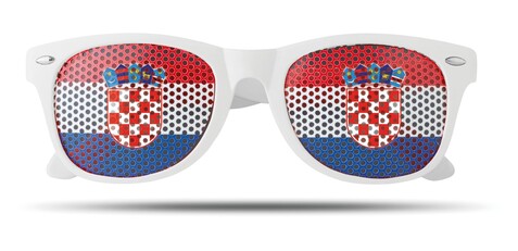 Fan Sonnenbrille - Weiß/blau bedrucken, Art.-Nr. MO9275-36