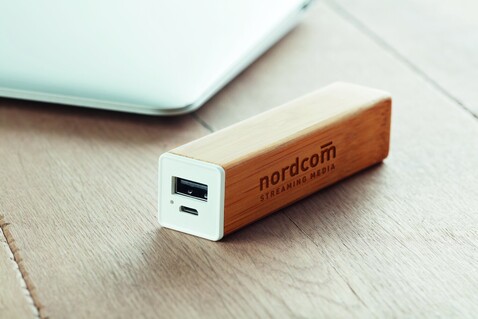 Powerbank 2200 mAh Bambus - Holz bedrucken, Art.-Nr. MO9673-40