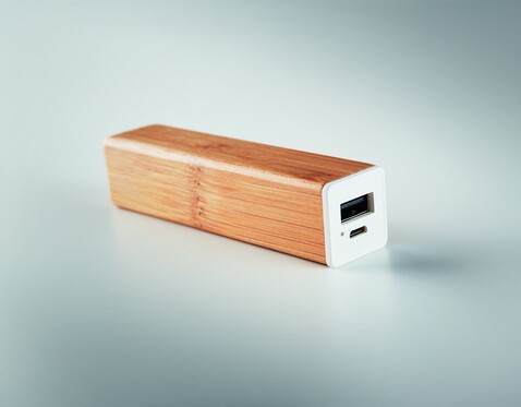 Powerbank 2200 mAh Bambus - Holz bedrucken, Art.-Nr. MO9673-40