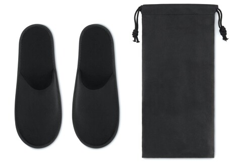 Hotelslipper im Etui - Schwarz bedrucken, Art.-Nr. MO9782-03