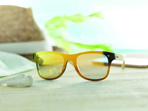 Sonnenbrille mit Bambus - Gelb bedrucken, Art.-Nr. MO9863-08
