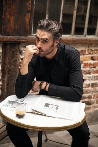 BLAISE MEN SHIRT - Deep Black bedrucken, Art.-Nr. N03182-DB-XXL