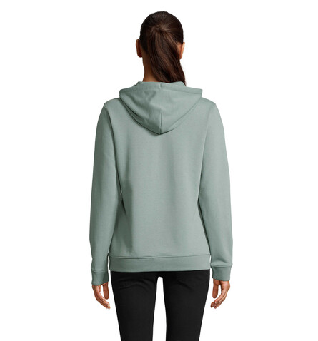 NICHOLAS WOMEN HOODED SWEAT - Dusty Green bedrucken, Art.-Nr. N03197-IE-M