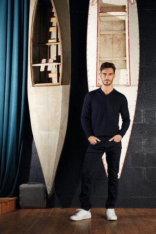 SULLIVAN MEN V-NECK SWEATER - Night bedrucken, Art.-Nr. N03987-NH-XL