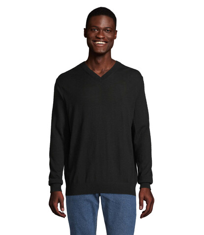 SULLIVAN MEN V-NECK SWEATER - Deep Black bedrucken, Art.-Nr. N03987-DB-3XL