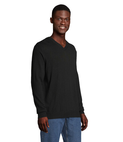 SULLIVAN MEN V-NECK SWEATER - Deep Black bedrucken, Art.-Nr. N03987-DB-3XL