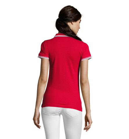 PASADENA Damen Polo 200g - Rot / Weiß bedrucken, Art.-Nr. S00578-RE-S PASADENA Damen Polo 200g - Rot / Weiß bedrucken, Art.-Nr. S00578-RE-S