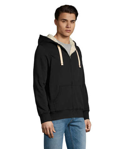 SHERPA UNISEX ZIPPED JACKET - Schwarz bedrucken, Art.-Nr. S00584-BK-L SHERPA UNISEX ZIPPED JACKET - Schwarz bedrucken, Art.-Nr. S00584-BK-L