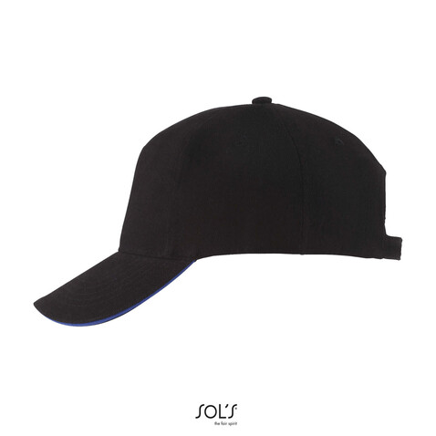 LONG BEACH FIVE PANEL CAP - Black/Royal bedrucken, Art.-Nr. S00594-JN-M LONG BEACH FIVE PANEL CAP - Black/Royal bedrucken, Art.-Nr. S00594-JN-M