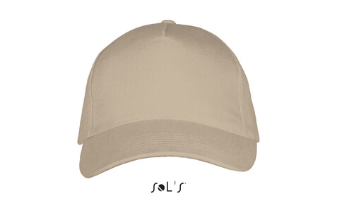 LONG BEACH FIVE PANEL CAP - Beige bedrucken, Art.-Nr. S00594-BE-M