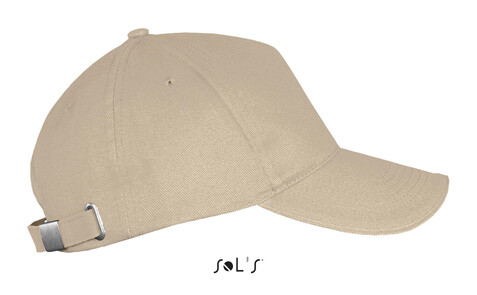 LONG BEACH FIVE PANEL CAP - Beige bedrucken, Art.-Nr. S00594-BE-M