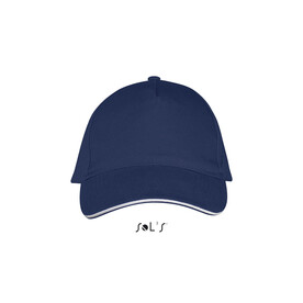 LONG BEACH FIVE PANEL CAP - Französische Marine/weiß bedrucken, Art.-Nr. S00594-FW-M