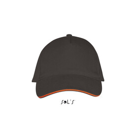 LONG BEACH FIVE PANEL CAP - Dark Grey / Orange bedrucken, Art.-Nr. S00594-DO-M