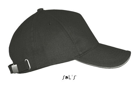 LONG BEACH FIVE PANEL CAP - Dunkelgrau/Hellgrau bedrucken, Art.-Nr. S00594-DL-M