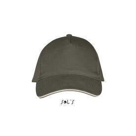 LONG BEACH FIVE PANEL CAP - Army/Beige bedrucken, Art.-Nr. S00594-AE-M