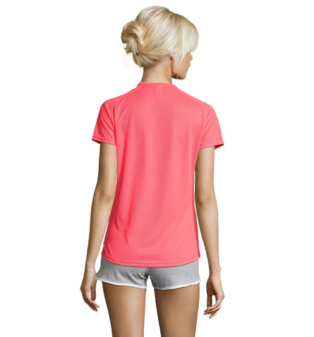 SPORTY DAMENT-SHIRT  140g - Neon Coral bedrucken, Art.-Nr. S01159-NC-L