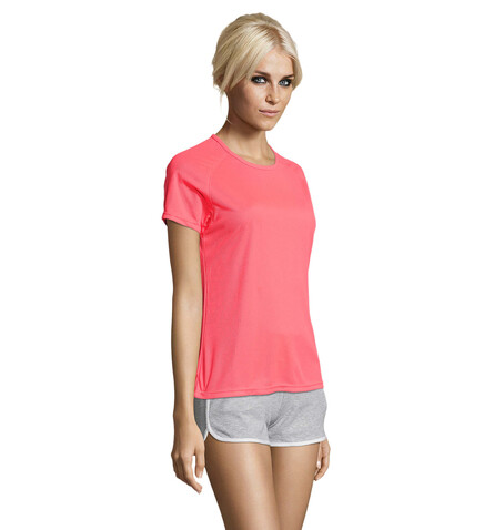 SPORTY DAMENT-SHIRT  140g - Neon Coral bedrucken, Art.-Nr. S01159-NC-L