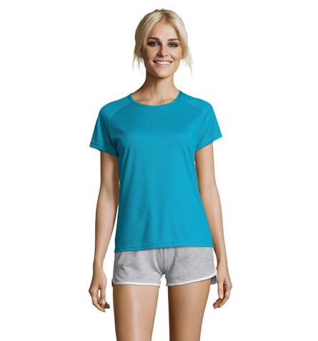 SPORTY DAMENT-SHIRT  140g - Aqua bedrucken, Art.-Nr. S01159-AQ-L