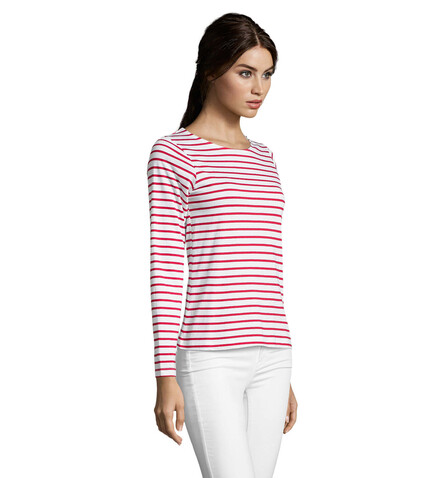 MARINE WOMEN STRIPE T-SHIRT - Weiß / Rot bedrucken, Art.-Nr. S01403-WR-S MARINE WOMEN STRIPE T-SHIRT - Weiß / Rot bedrucken, Art.-Nr. S01403-WR-S