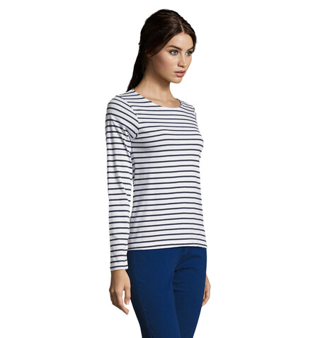 MARINE WOMEN STRIPE T-SHIRT - Weiß/Marine bedrucken, Art.-Nr. S01403-NW-L MARINE WOMEN STRIPE T-SHIRT - Weiß/Marine bedrucken, Art.-Nr. S01403-NW-L