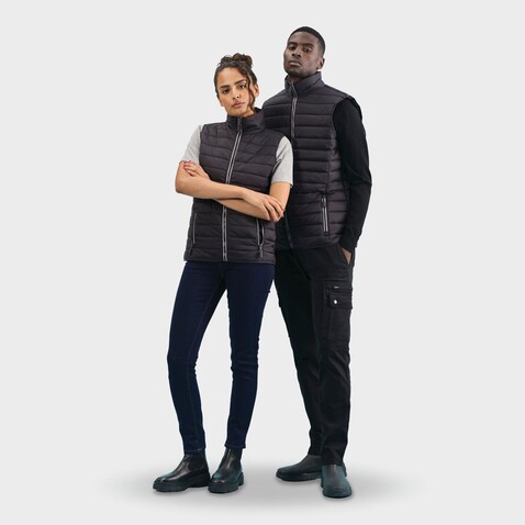 WAVE DAMEN BODYWARMER 180g - Schwarz bedrucken, Art.-Nr. S01437-BK-M