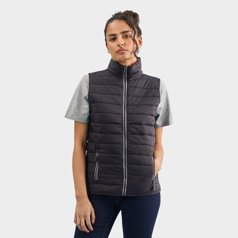 WAVE DAMEN BODYWARMER 180g - Schwarz bedrucken, Art.-Nr. S01437-BK-M