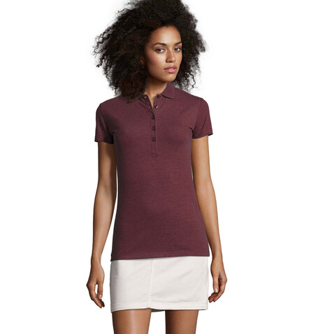 PHOENIX WOMEN ELASTANE POLO - Heather Oxblood bedrucken, Art.-Nr. S01709-HX-L PHOENIX WOMEN ELASTANE POLO - Heather Oxblood bedrucken, Art.-Nr. S01709-HX-L