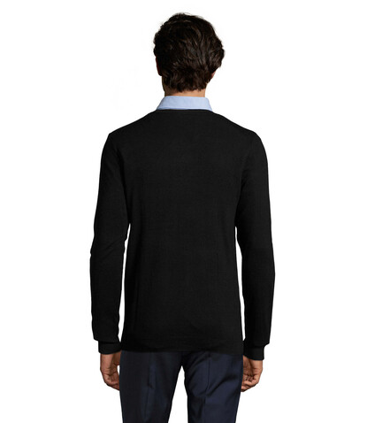 GLORY MEN V-NECK SWEATER - Schwarz bedrucken, Art.-Nr. S01710-BK-S