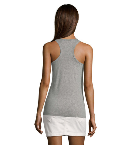 JUSTIN DAMEN TANK TOP 150g - Graue Melange bedrucken, Art.-Nr. S01826-GM-XS
