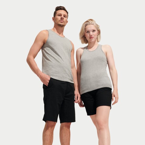 JUSTIN DAMEN TANK TOP 150g - Graue Melange bedrucken, Art.-Nr. S01826-GM-XS