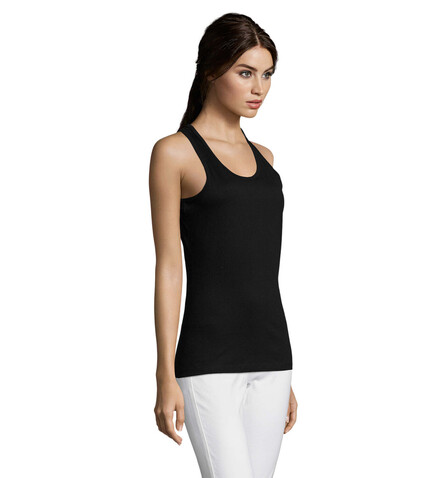 JUSTIN DAMEN TANK TOP 150g - Deep Black bedrucken, Art.-Nr. S01826-DB-XS