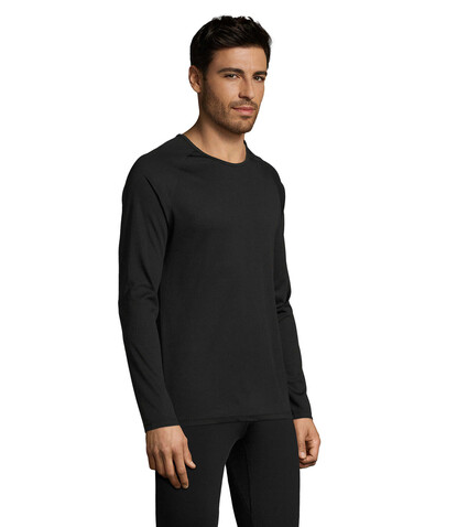 SPORTY LSL MEN T-SHIRT - Schwarz bedrucken, Art.-Nr. S02071-BK-L