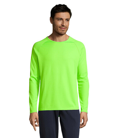 SPORTY LSL MEN T-SHIRT - Neon Green bedrucken, Art.-Nr. S02071-NG-L SPORTY LSL MEN T-SHIRT - Neon Green bedrucken, Art.-Nr. S02071-NG-L