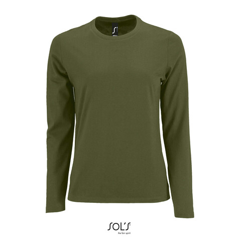 IMPERIAL Women lsl 190g - Dunkles Khaki bedrucken, Art.-Nr. S02075-DK-XXL